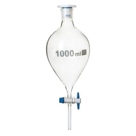 C&A Scientific Separatory Funnel with PTFE Stopcock, 1000ml GL-K1000